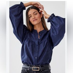 NWOT AYR Navy Blue Blouse XS